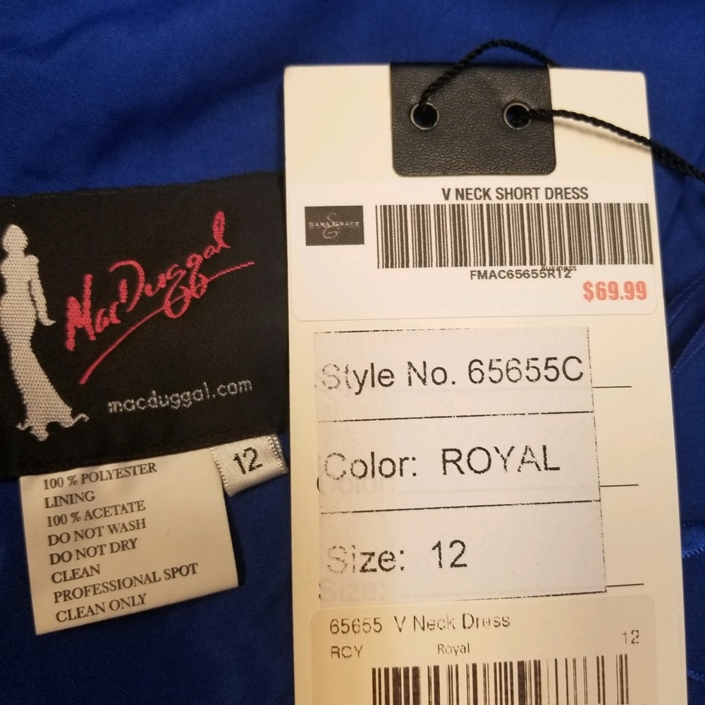 Royal blue short v neck dress size 12